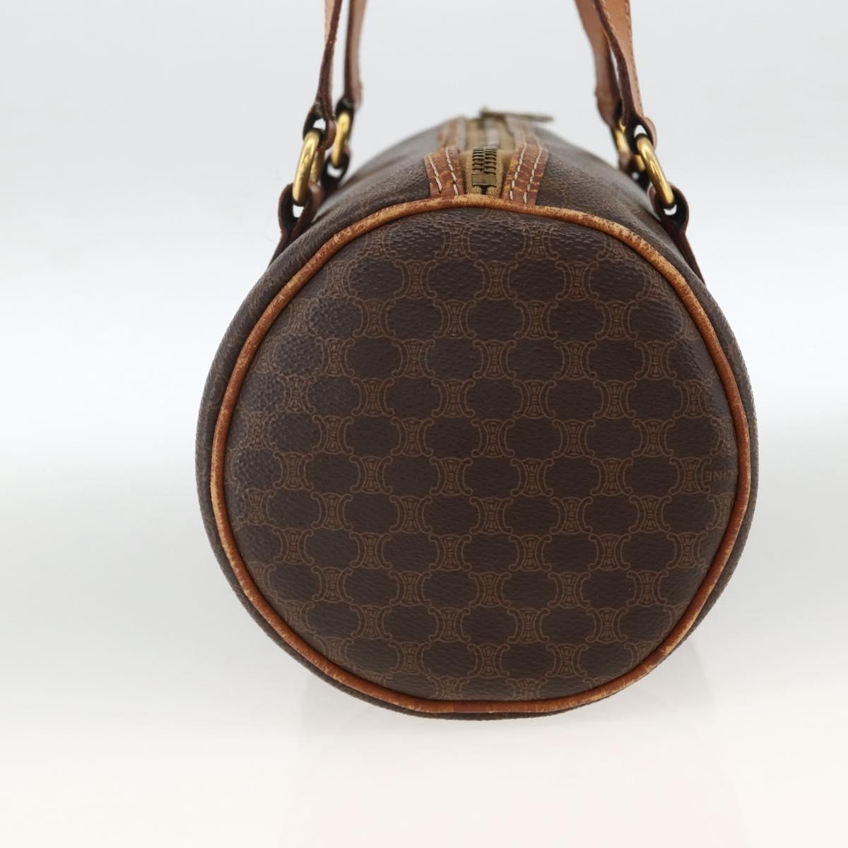 CELINE Macadam Canvas Hand Bag PVC Leather Brown Gold Auth ARZ645