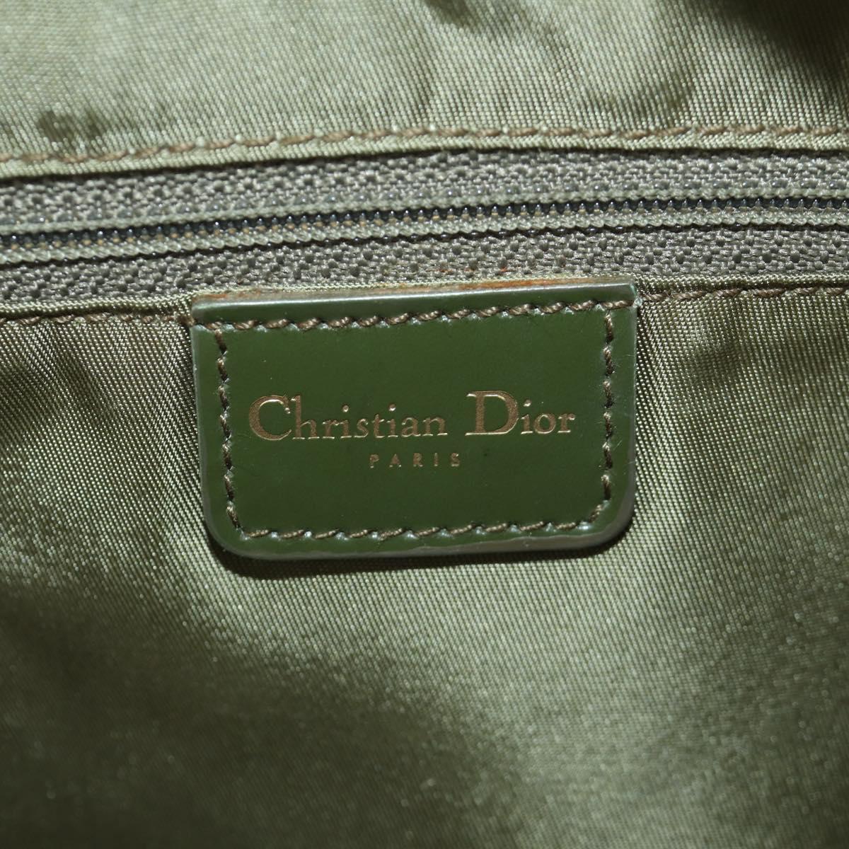 Christian Dior Camouflage Hand Bag Suede Khaki Gold Auth ARZ664SAV