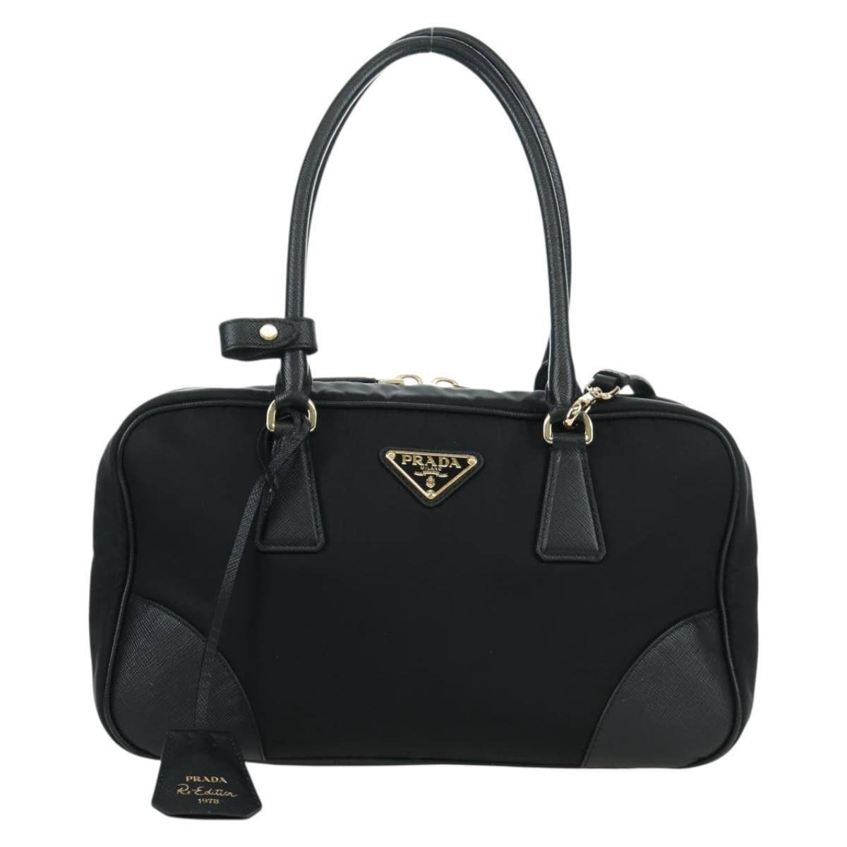 PRADA Hand Bag Nylon 2way Gold Black 1BB115 Auth ARZ666SAM