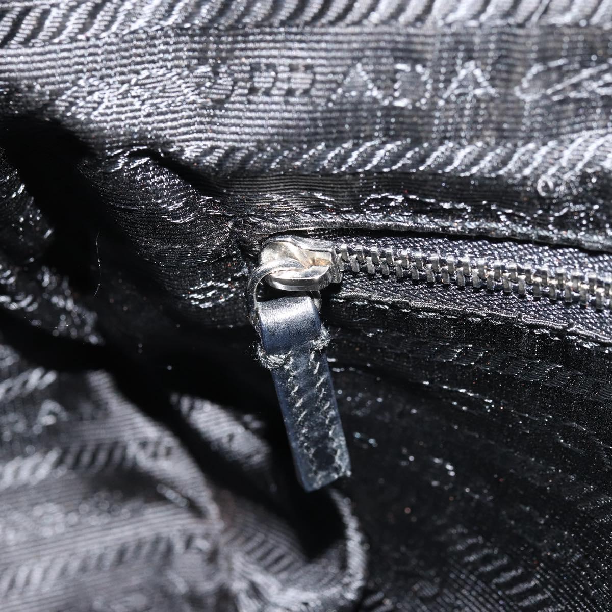 PRADA Shoulder Bag Nylon Black Silver Auth ARZ672A