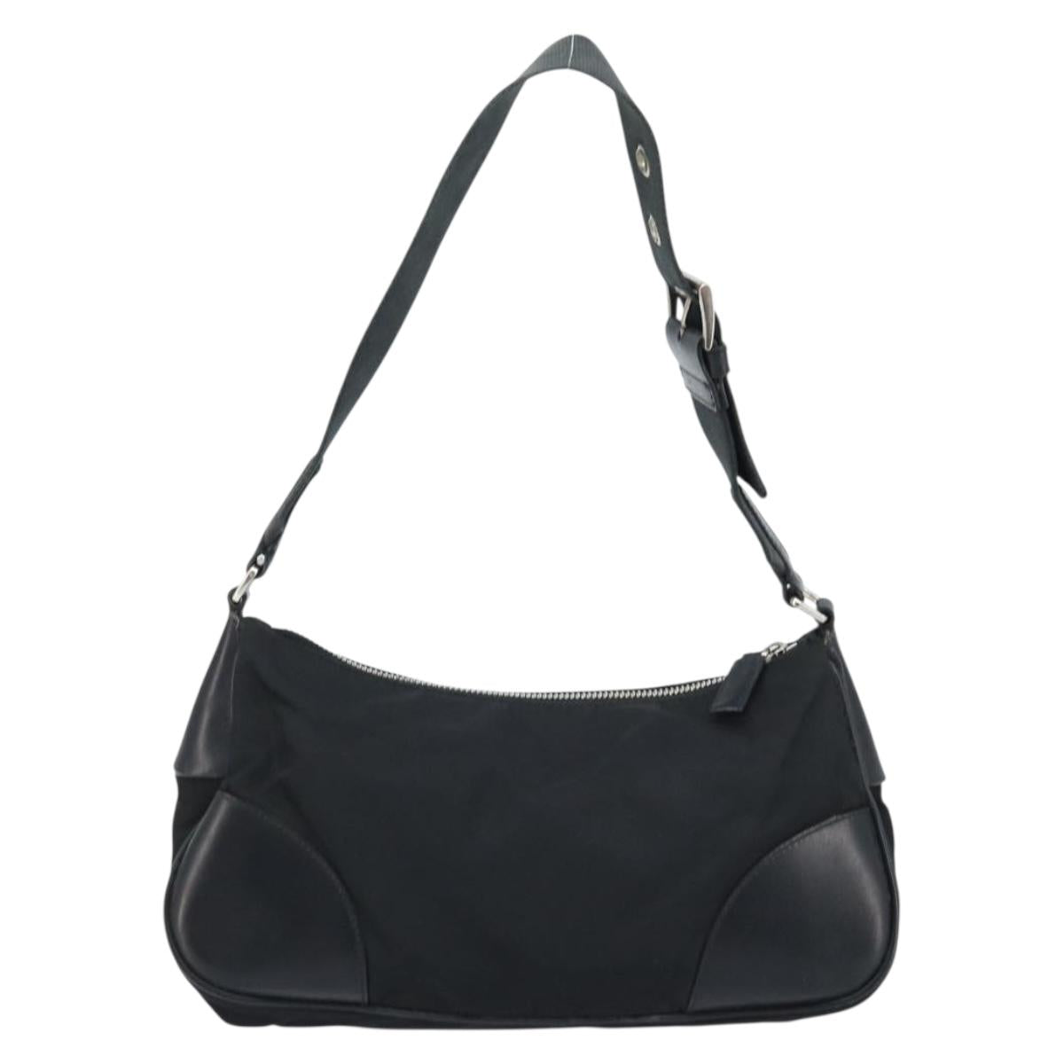 PRADA Shoulder Bag Nylon Black Silver Auth ARZ672A