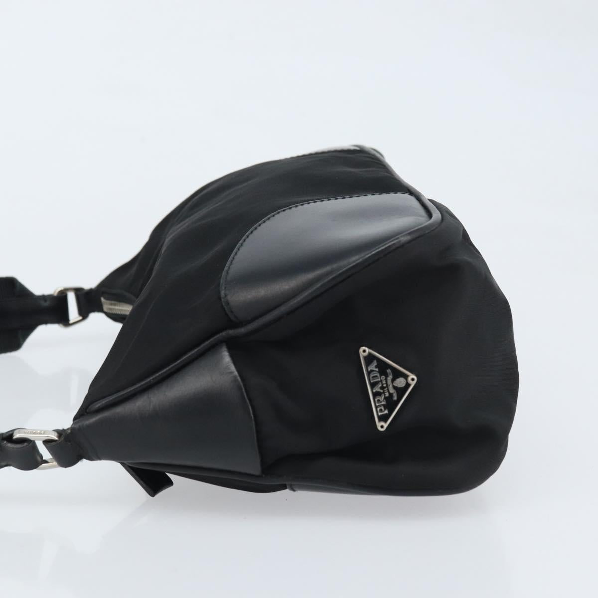 PRADA Shoulder Bag Nylon Black Silver Auth ARZ672A