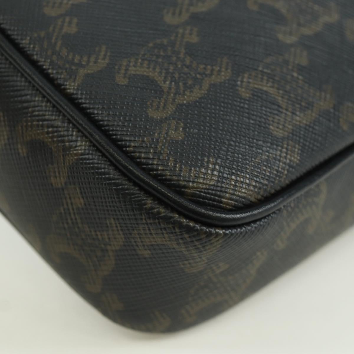 CELINE Triomphe Medium Messenger bag Shoulder Bag PVC Black Gold Auth ARZ678SAM