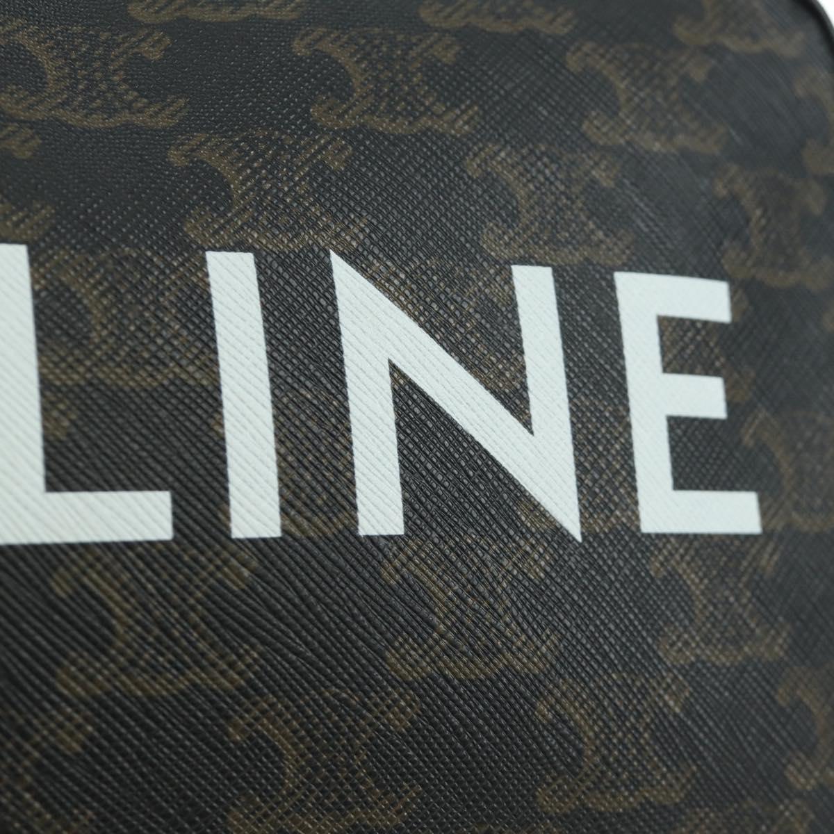 CELINE Triomphe Medium Messenger bag Shoulder Bag PVC Black Gold Auth ARZ678SAM