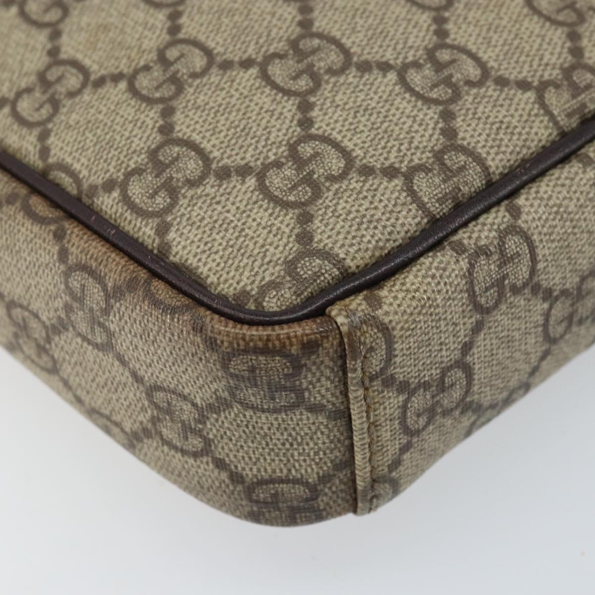 GUCCI GG Supreme Shoulder Bag PVC Beige Silver 122754 Auth ARZ682A