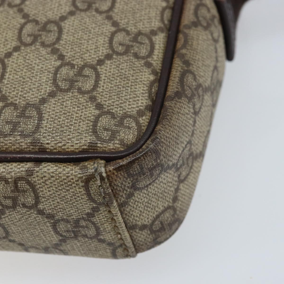 GUCCI GG Supreme Shoulder Bag PVC Beige Silver 122754 Auth ARZ682A