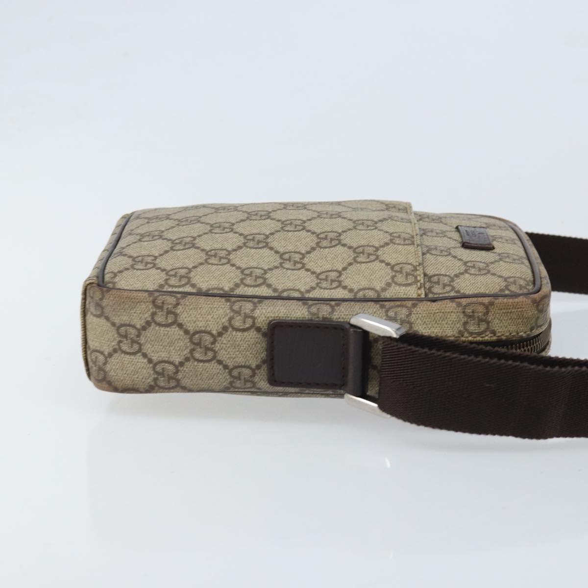 GUCCI GG Supreme Shoulder Bag PVC Beige Silver 122754 Auth ARZ682A