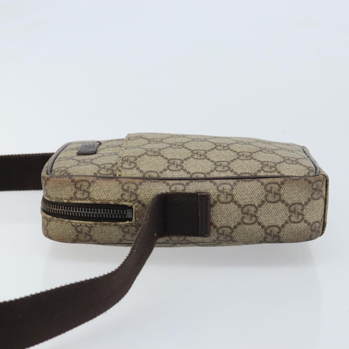 GUCCI GG Supreme Shoulder Bag PVC Beige Silver 122754 Auth ARZ682A