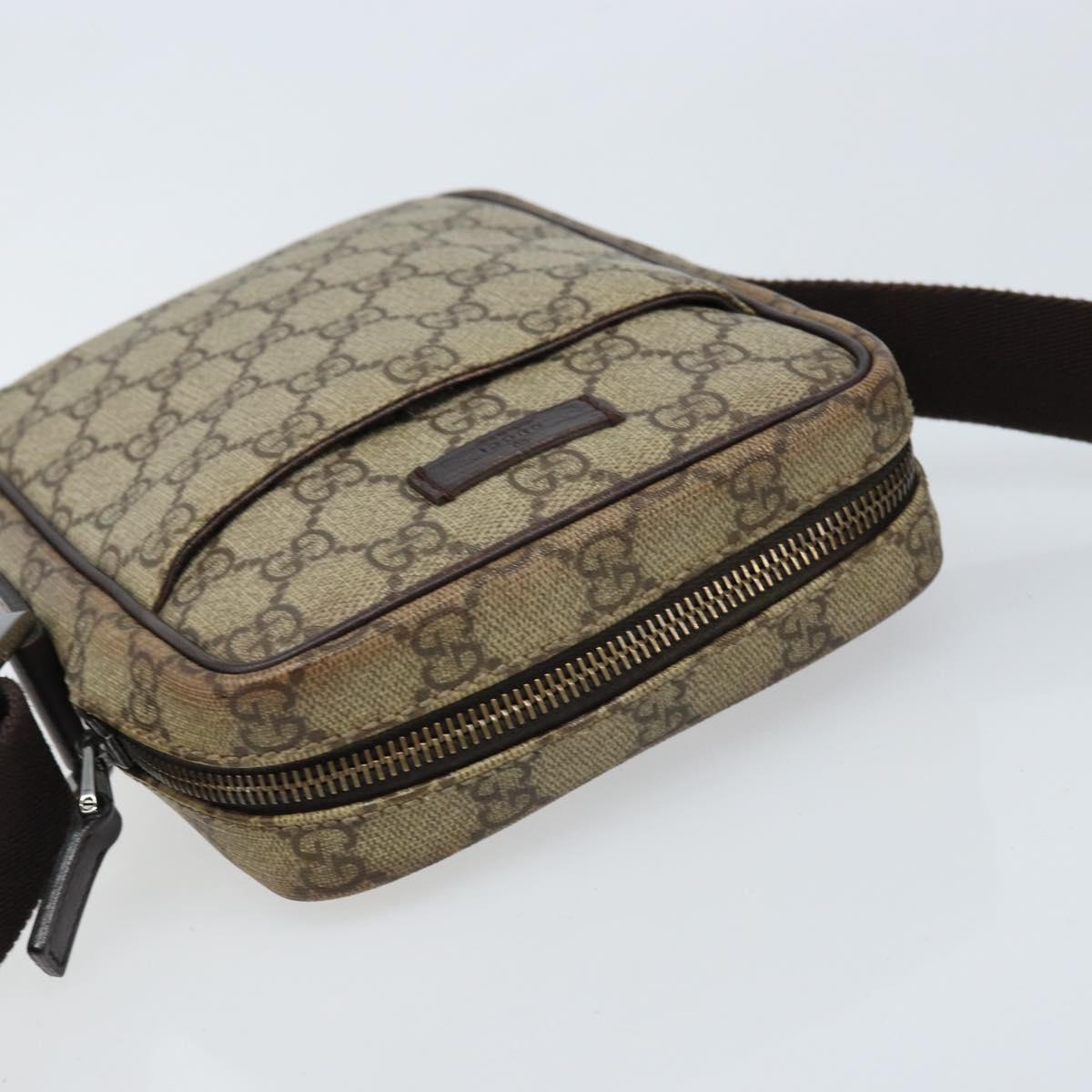 GUCCI GG Supreme Shoulder Bag PVC Beige Silver 122754 Auth ARZ682A