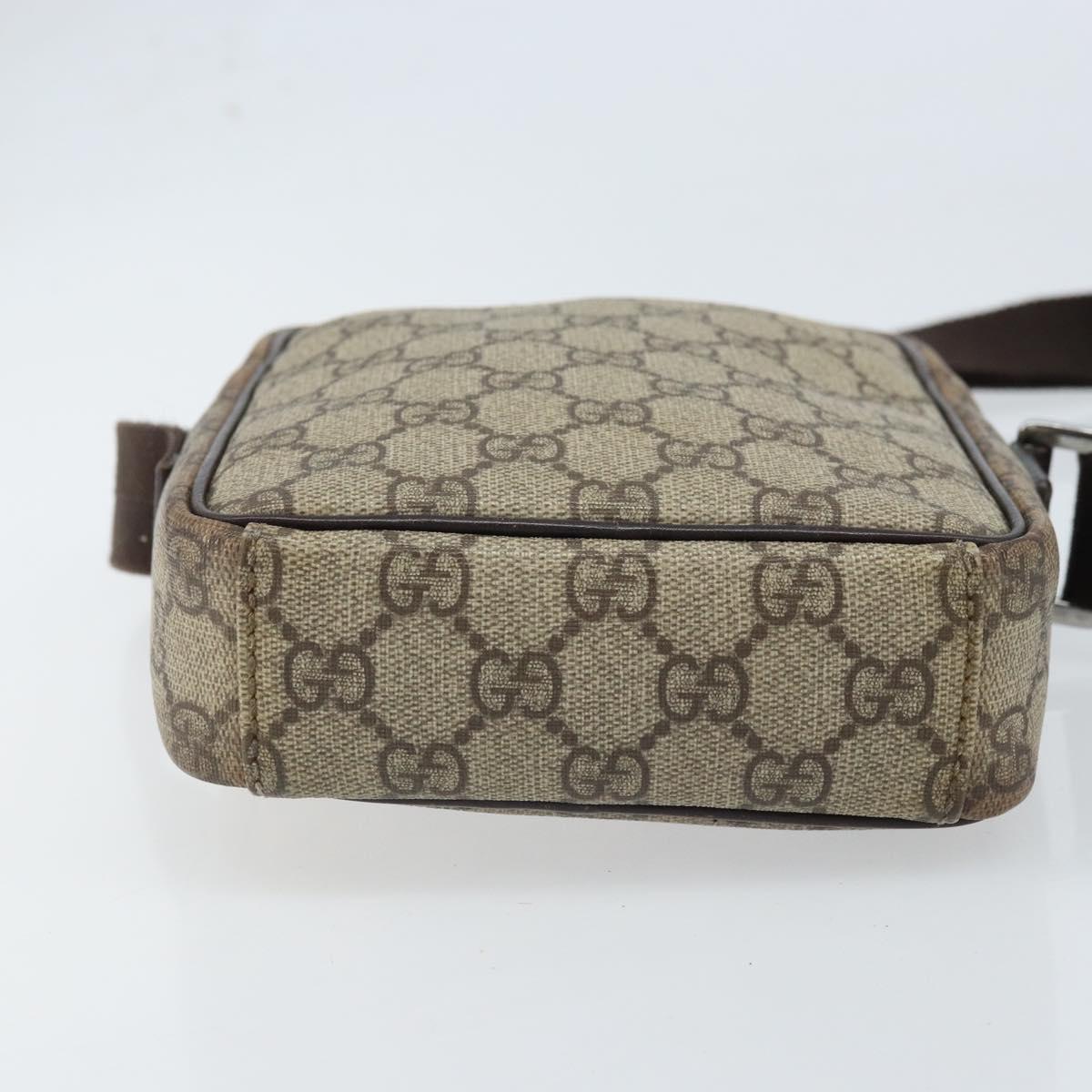 GUCCI GG Supreme Shoulder Bag PVC Beige Silver 122754 Auth ARZ682A