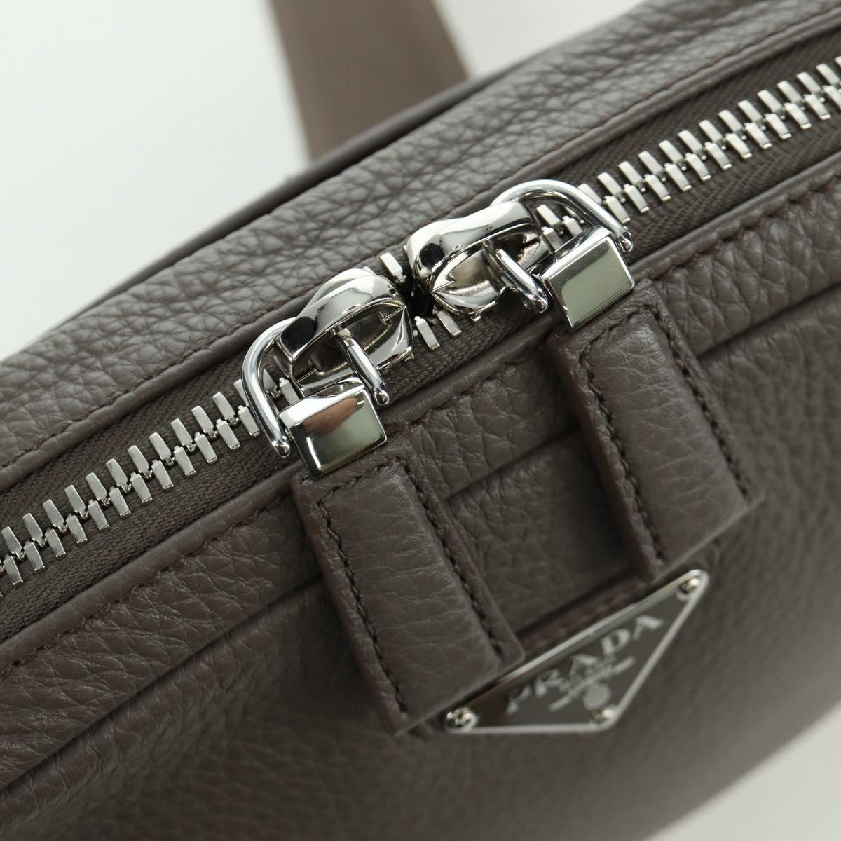 PRADA Vitterodino Shoulder Bag Leather Gray Silver 2VH184 Auth ARZ688SAM