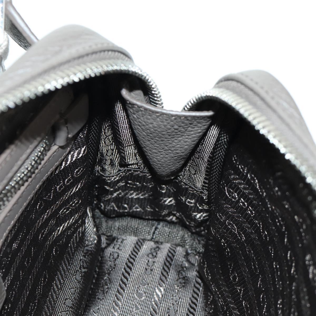 PRADA Vitterodino Shoulder Bag Leather Gray Silver 2VH184 Auth ARZ688SAM