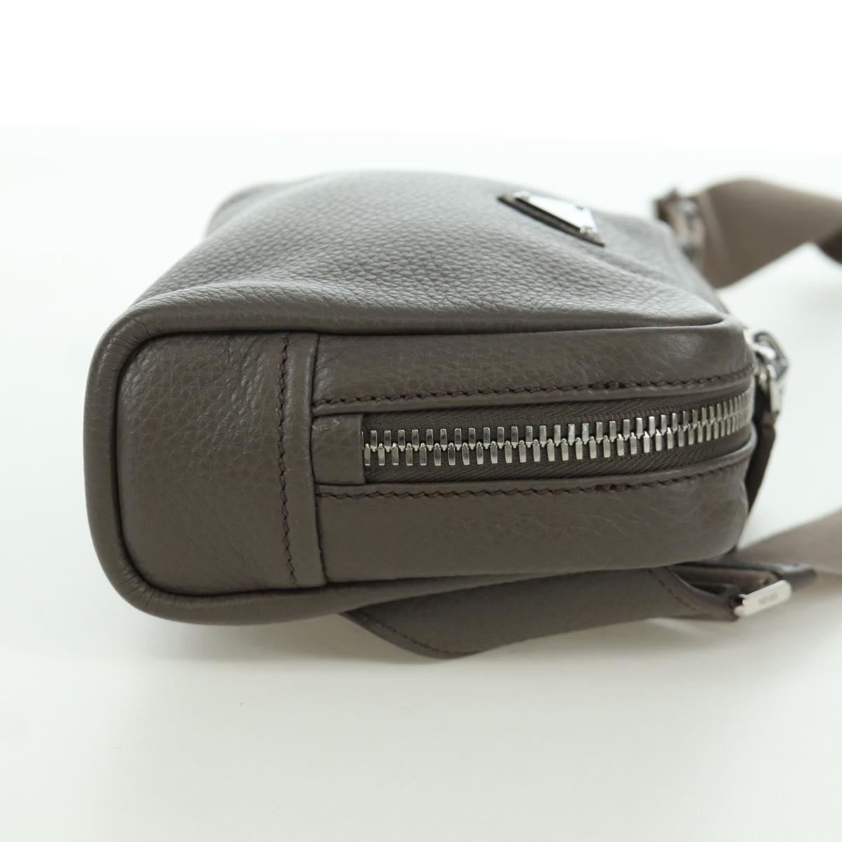 PRADA Vitterodino Shoulder Bag Leather Gray Silver 2VH184 Auth ARZ688SAM