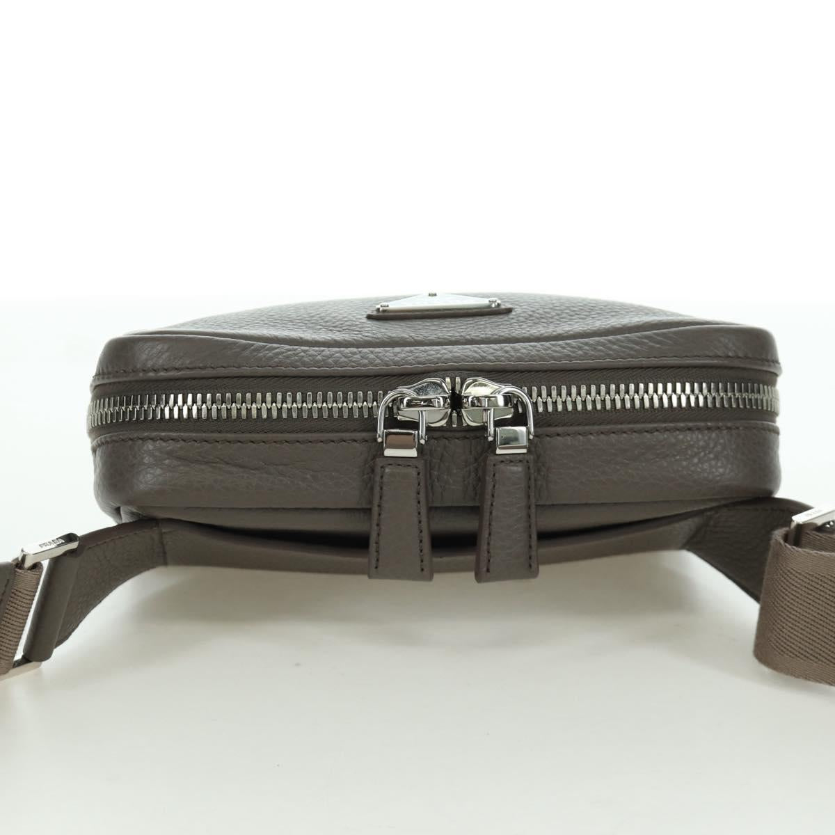 PRADA Vitterodino Shoulder Bag Leather Gray Silver 2VH184 Auth ARZ688SAM