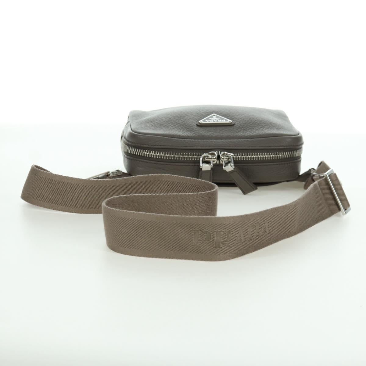 PRADA Vitterodino Shoulder Bag Leather Gray Silver 2VH184 Auth ARZ688SAM