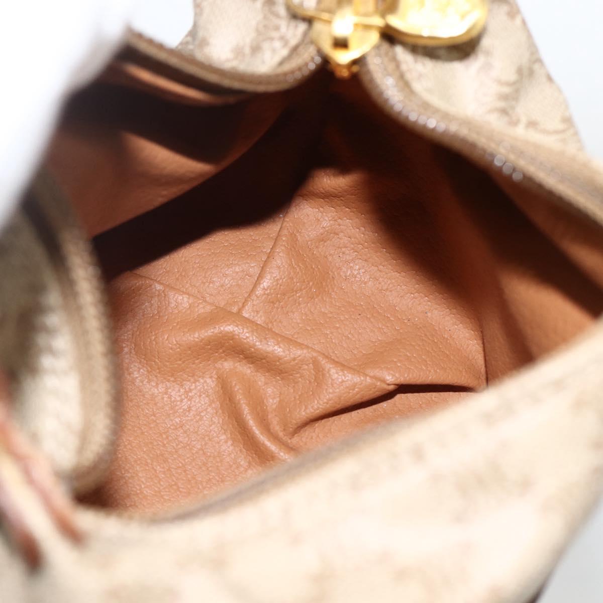 CELINE Macadam Canvas Hand Bag PVC Beige Gold Auth ARZ690A