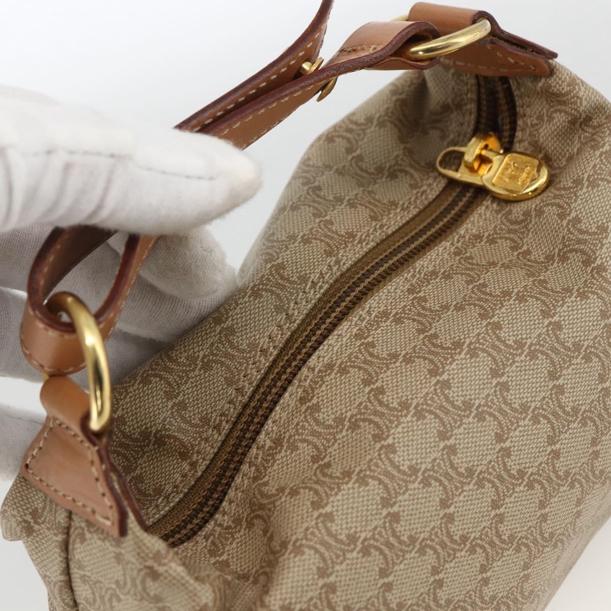 CELINE Macadam Canvas Hand Bag PVC Beige Gold Auth ARZ690A