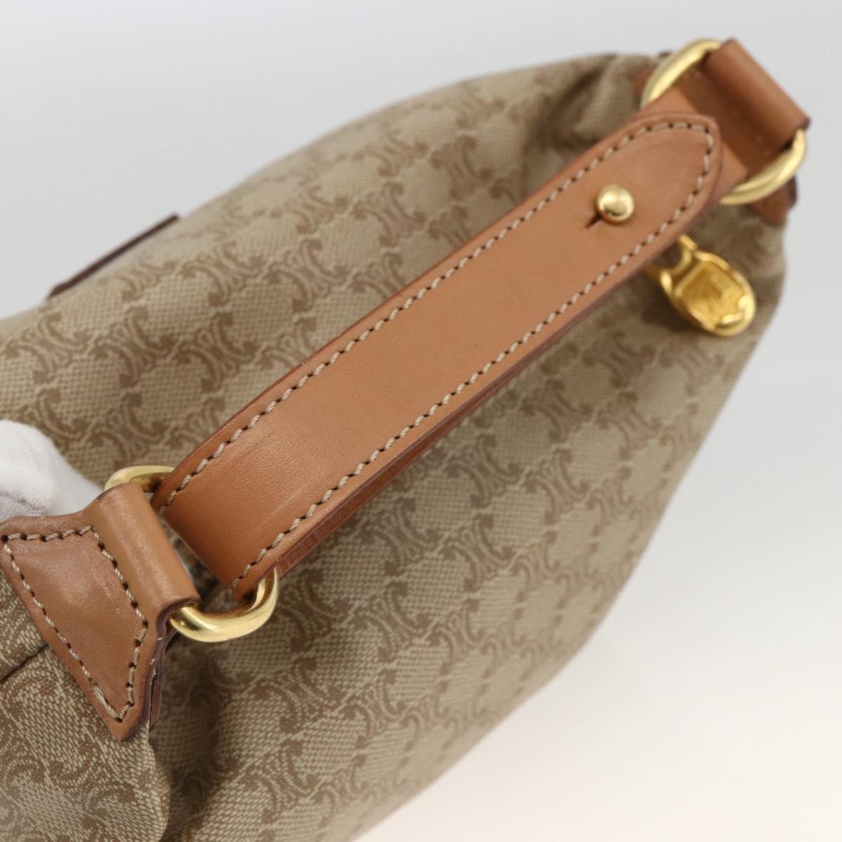 CELINE Macadam Canvas Hand Bag PVC Beige Gold Auth ARZ690A