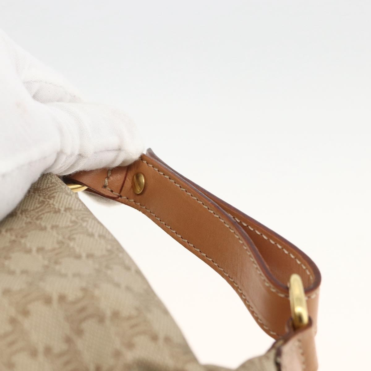 CELINE Macadam Canvas Hand Bag PVC Beige Gold Auth ARZ690A