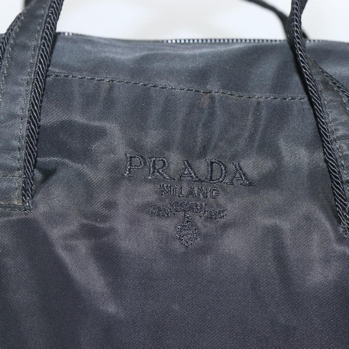 PRADA Hand Bag Nylon Black Silver Auth ARZ694