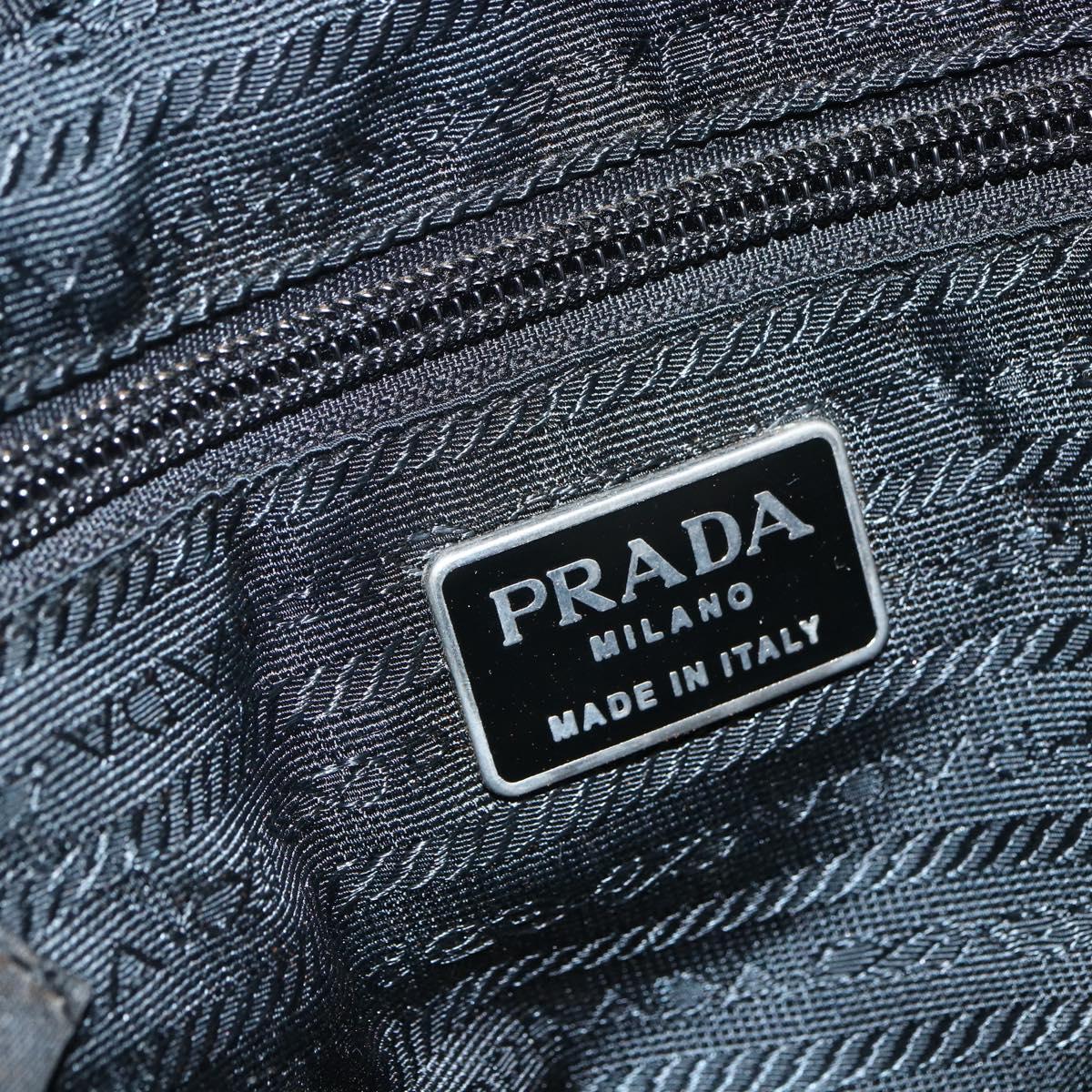 PRADA Hand Bag Nylon Black Silver Auth ARZ694