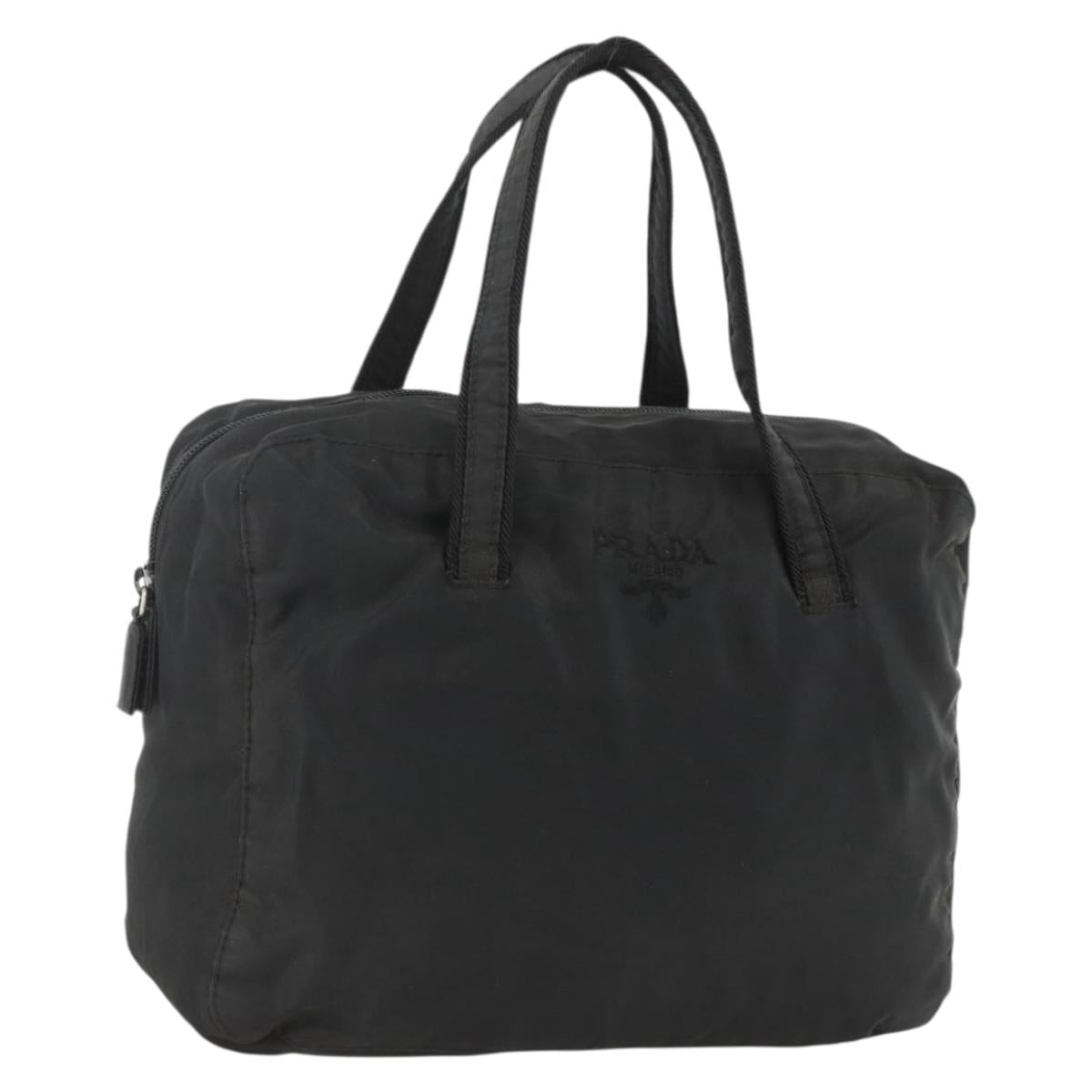 PRADA Hand Bag Nylon Black Silver Auth ARZ694