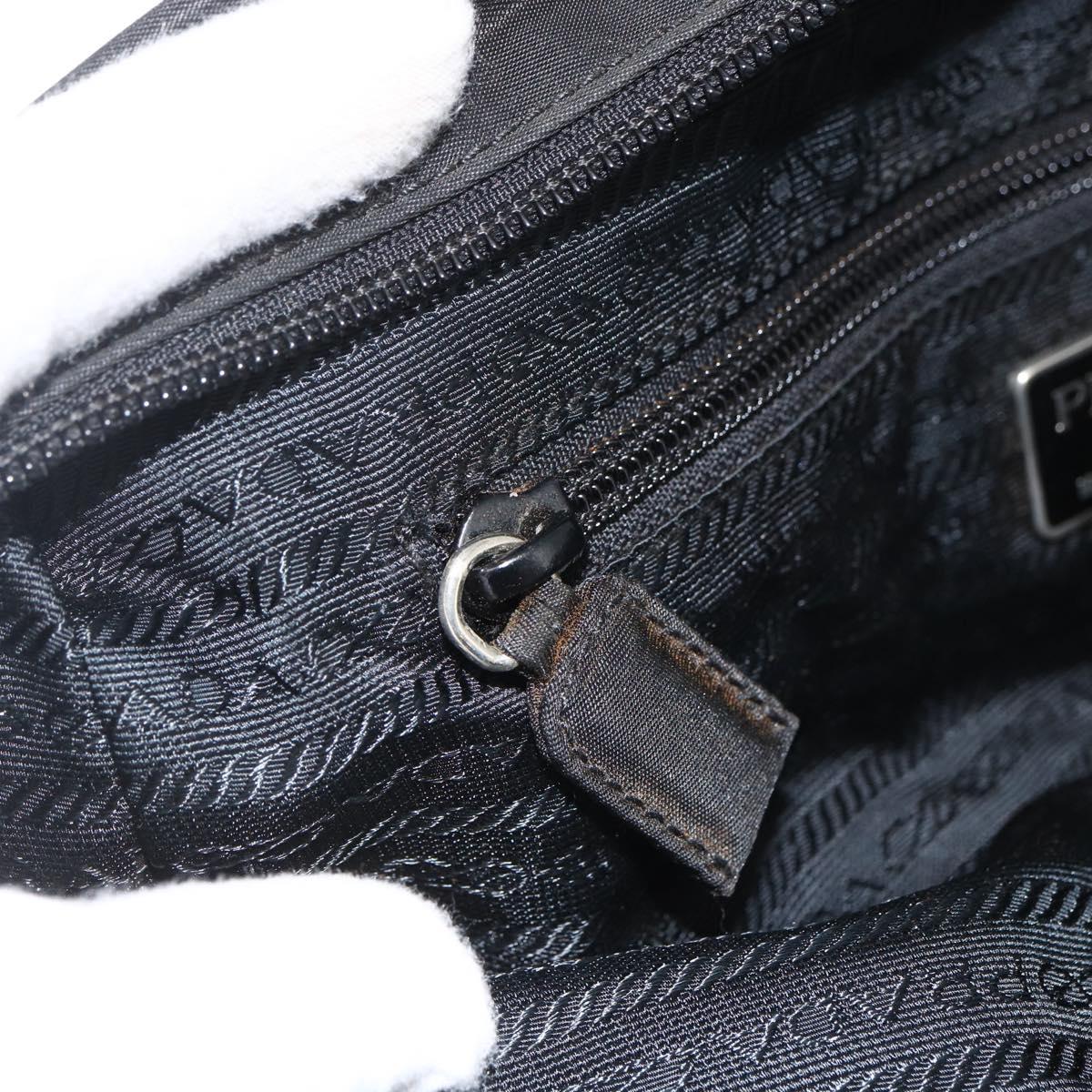 PRADA Hand Bag Nylon Black Silver Auth ARZ694