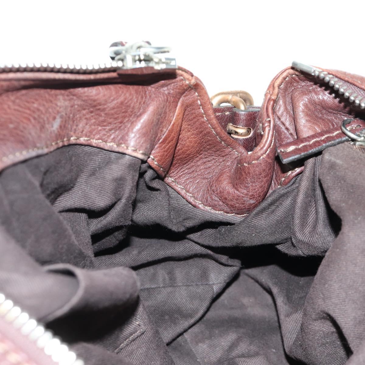 Chloe Paddington Hand Bag Leather Brown Silver gold Auth ARZ698SAV