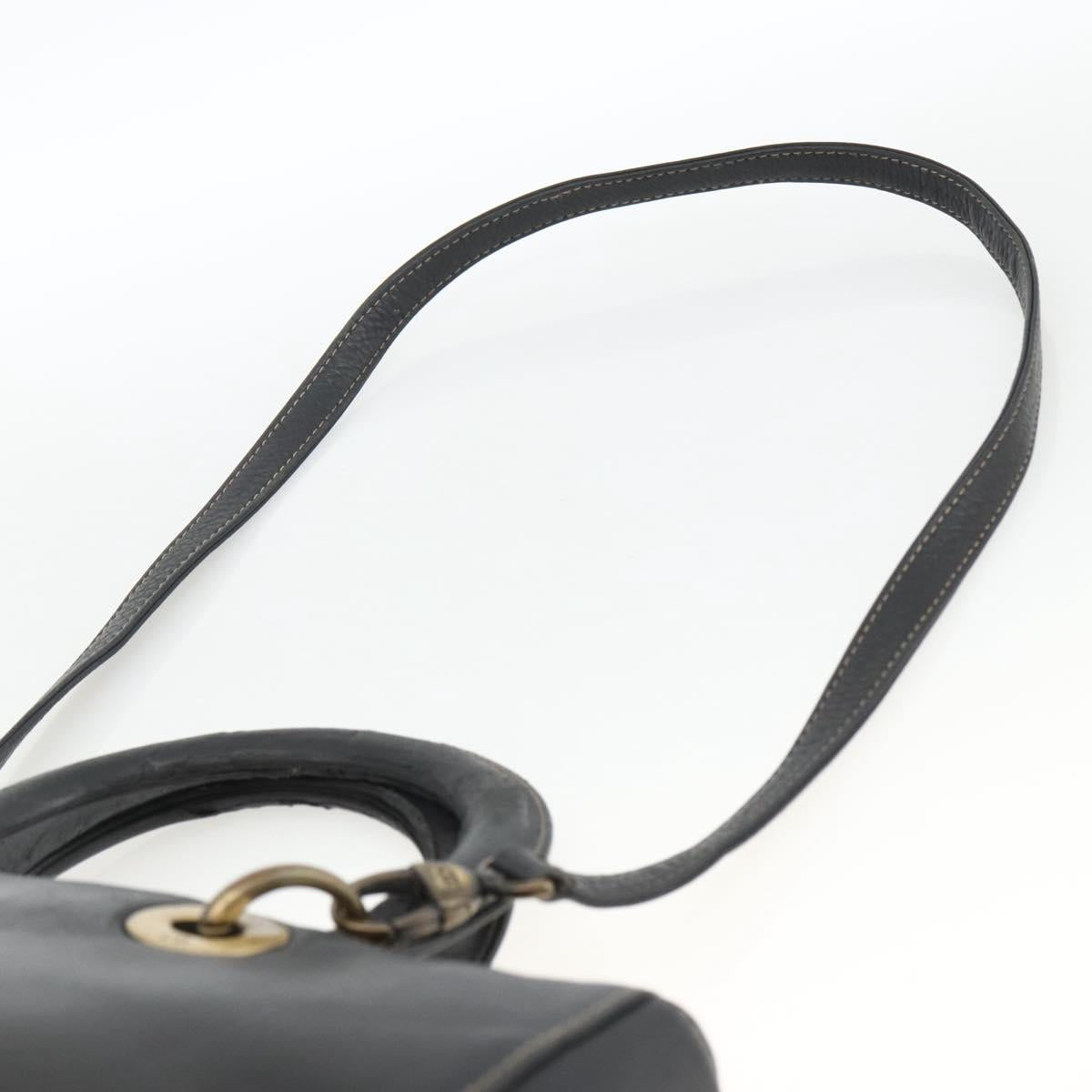 Christian Dior Lady Dior Tote Bag Leather 2way Black Gold Auth ARZ701