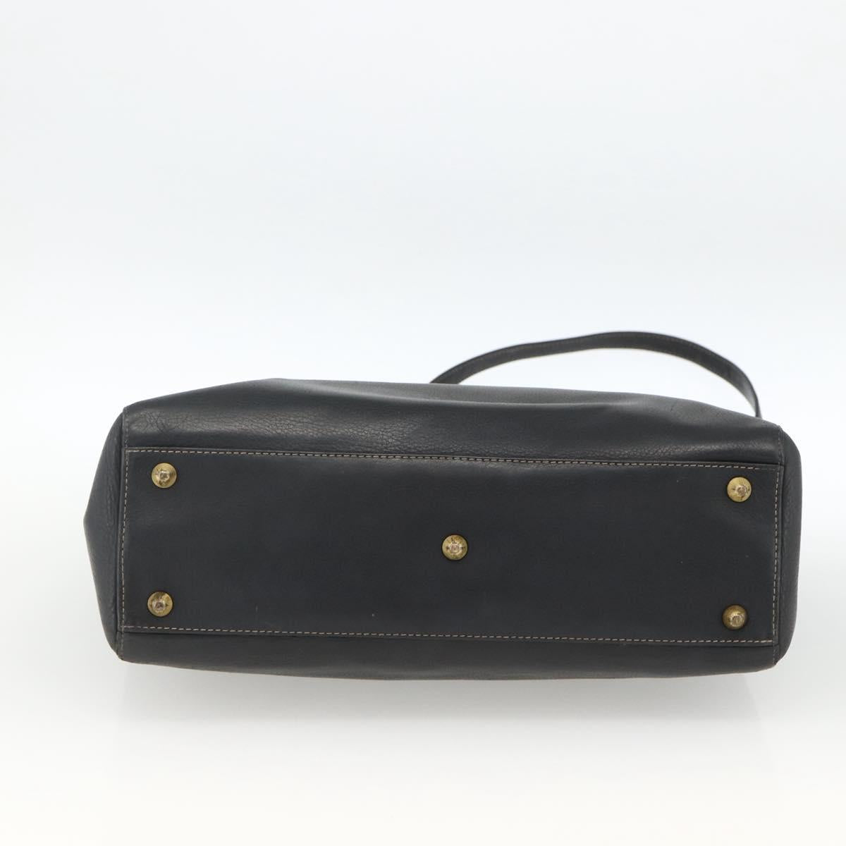 Christian Dior Lady Dior Tote Bag Leather 2way Black Gold Auth ARZ701
