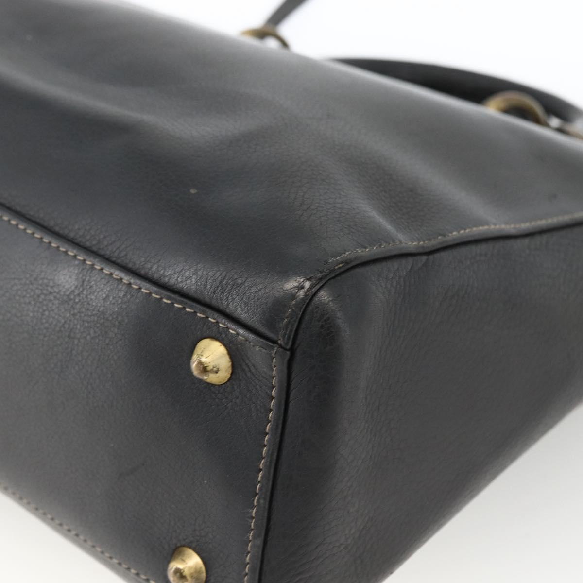 Christian Dior Lady Dior Tote Bag Leather 2way Black Gold Auth ARZ701