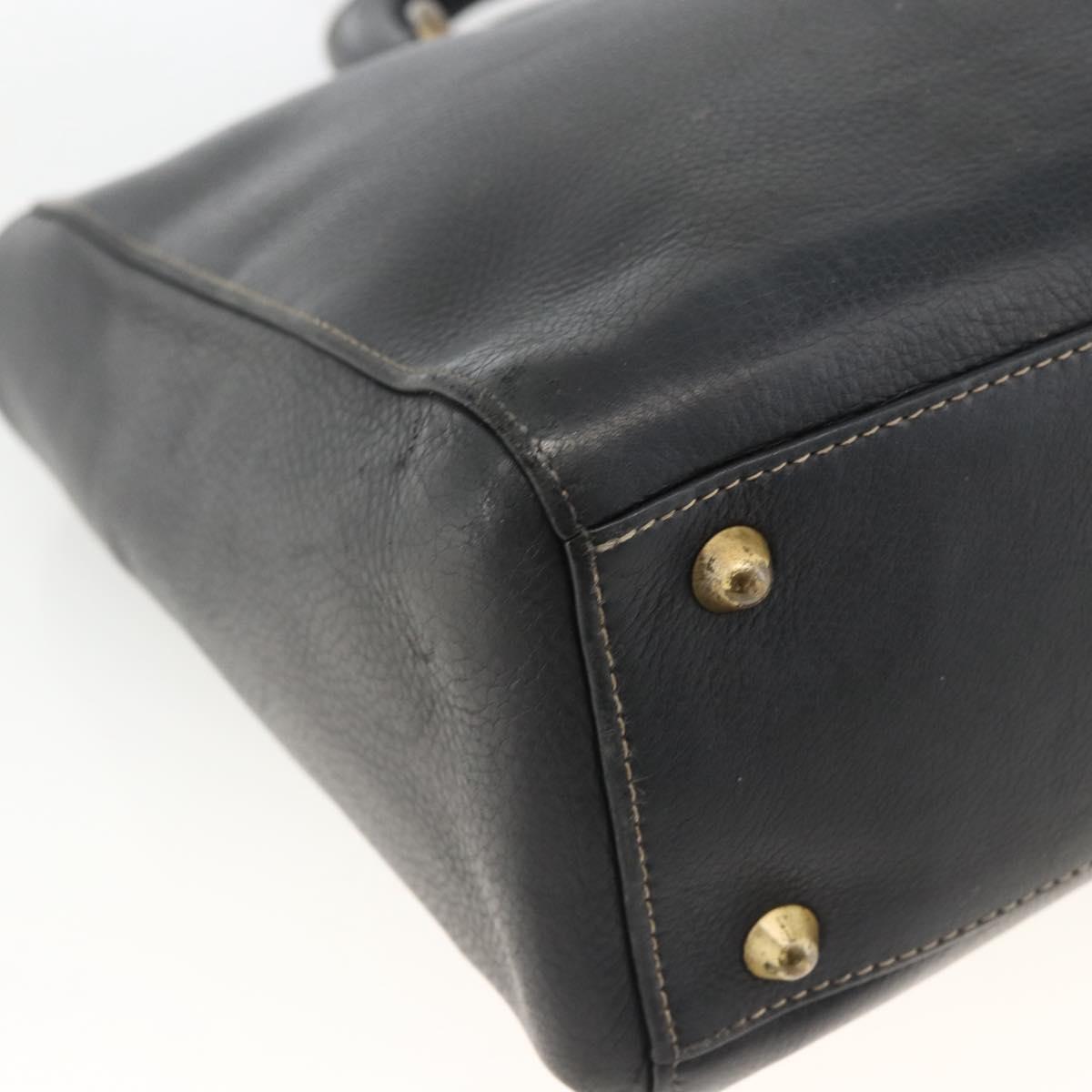 Christian Dior Lady Dior Tote Bag Leather 2way Black Gold Auth ARZ701