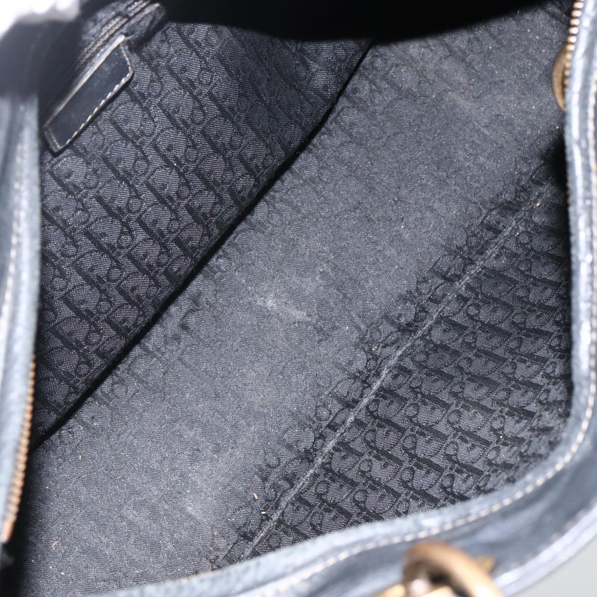 Christian Dior Lady Dior Tote Bag Leather 2way Black Gold Auth ARZ701