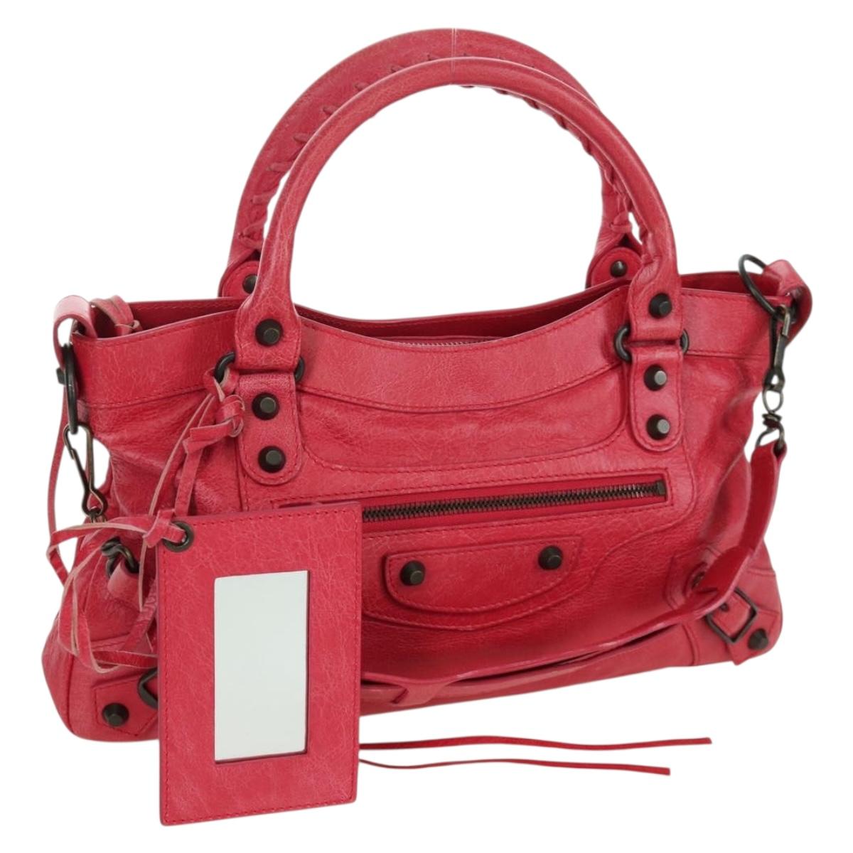 BALENCIAGA The First Hand Bag Leather 2way Pink 103208 Auth ARZ707SAV