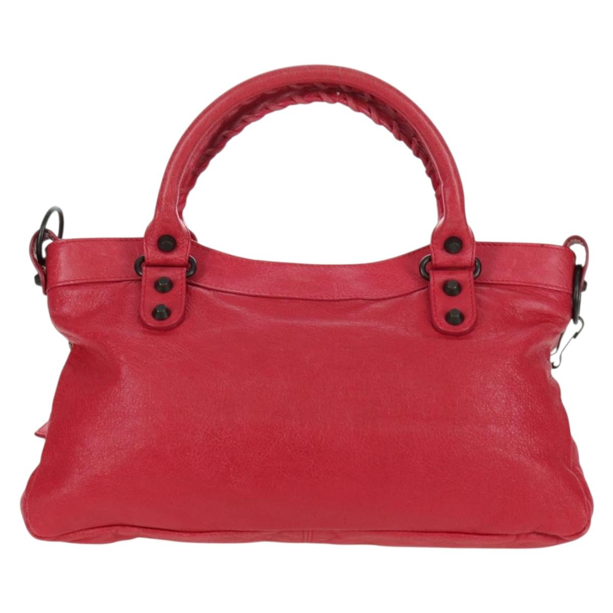 BALENCIAGA The First Hand Bag Leather 2way Pink 103208 Auth ARZ707SAV