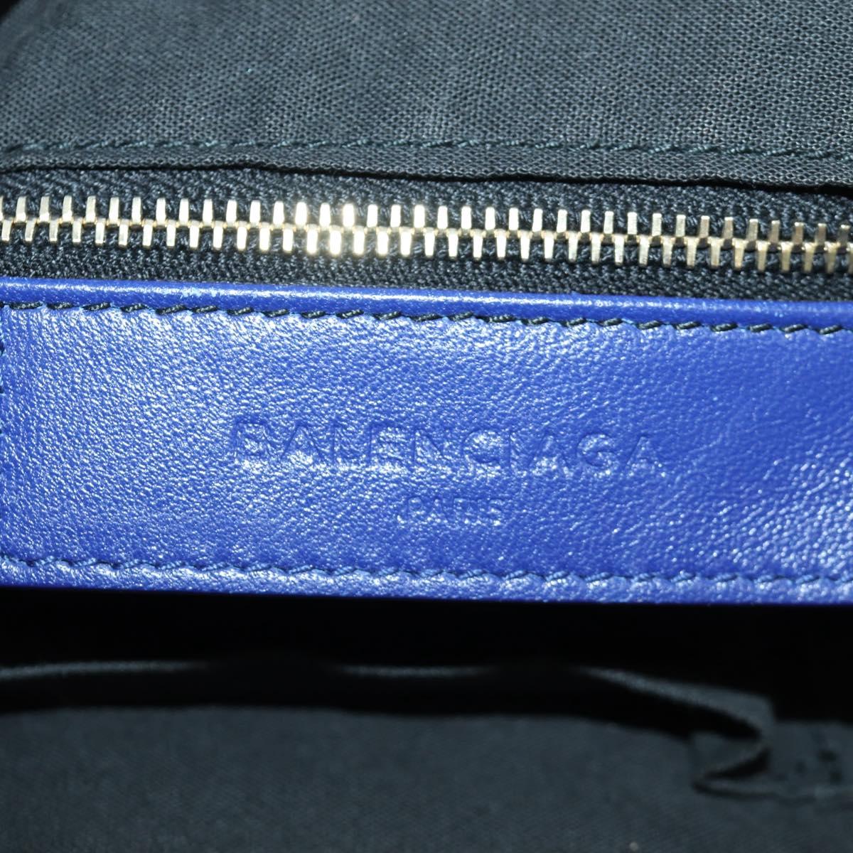 BALENCIAGA The Town Metallic Edge Bag Leather 2way Navy 240579 Auth ARZ708SAV