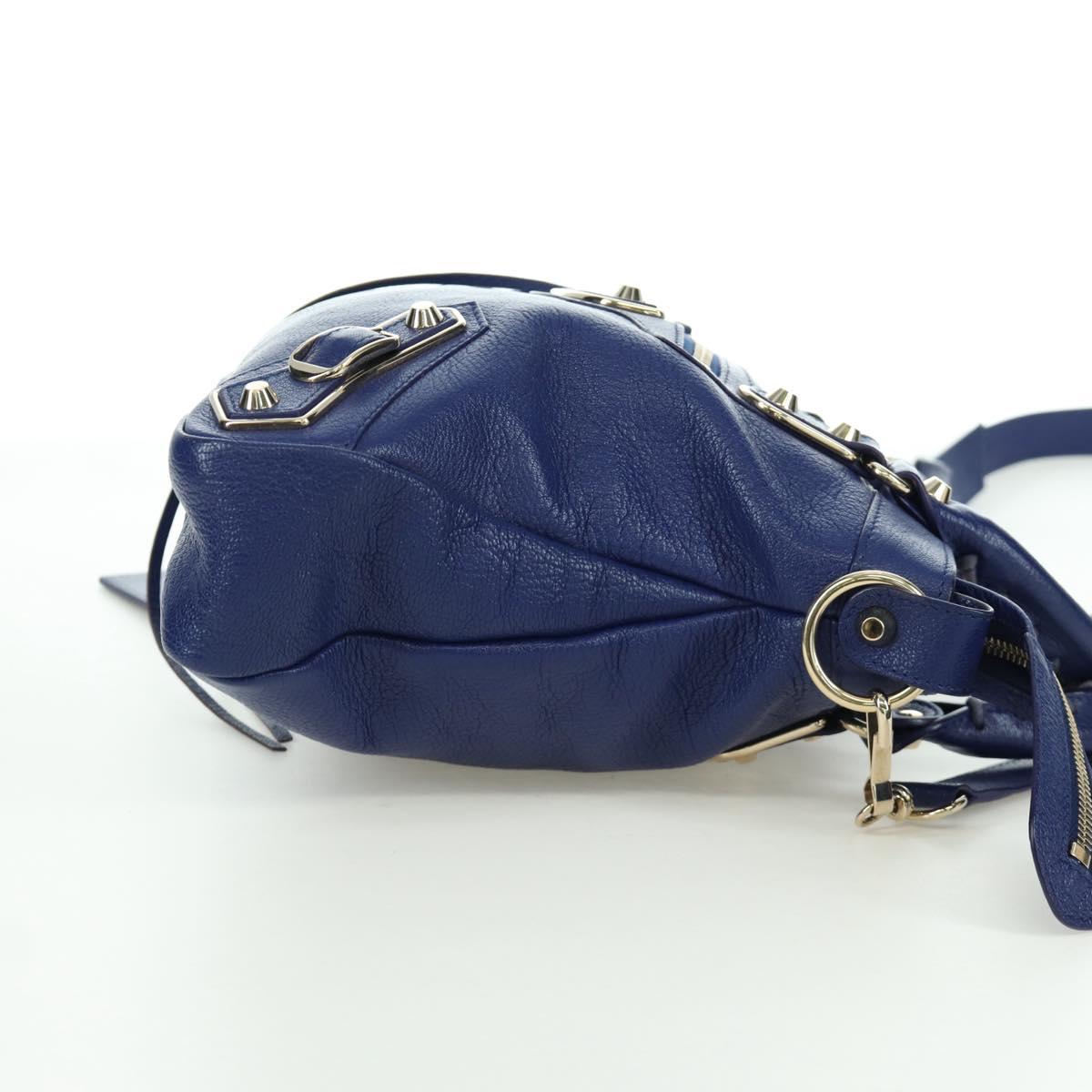 BALENCIAGA The Town Metallic Edge Bag Leather 2way Navy 240579 Auth ARZ708SAV