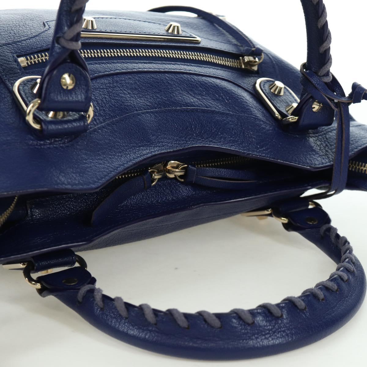 BALENCIAGA The Town Metallic Edge Bag Leather 2way Navy 240579 Auth ARZ708SAV