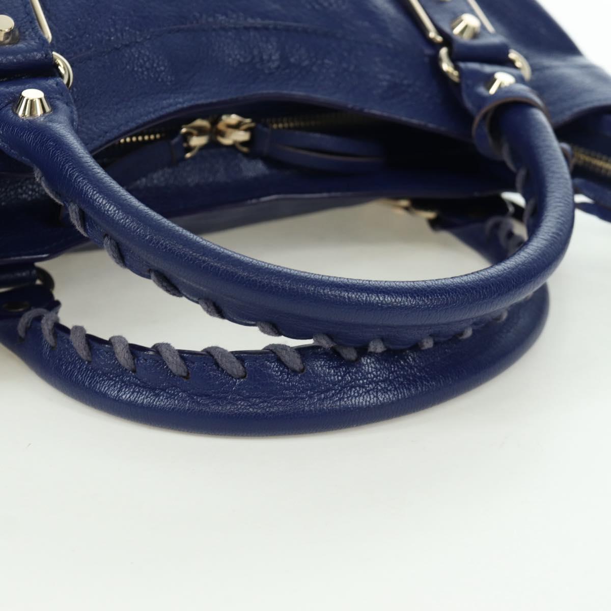 BALENCIAGA The Town Metallic Edge Bag Leather 2way Navy 240579 Auth ARZ708SAV