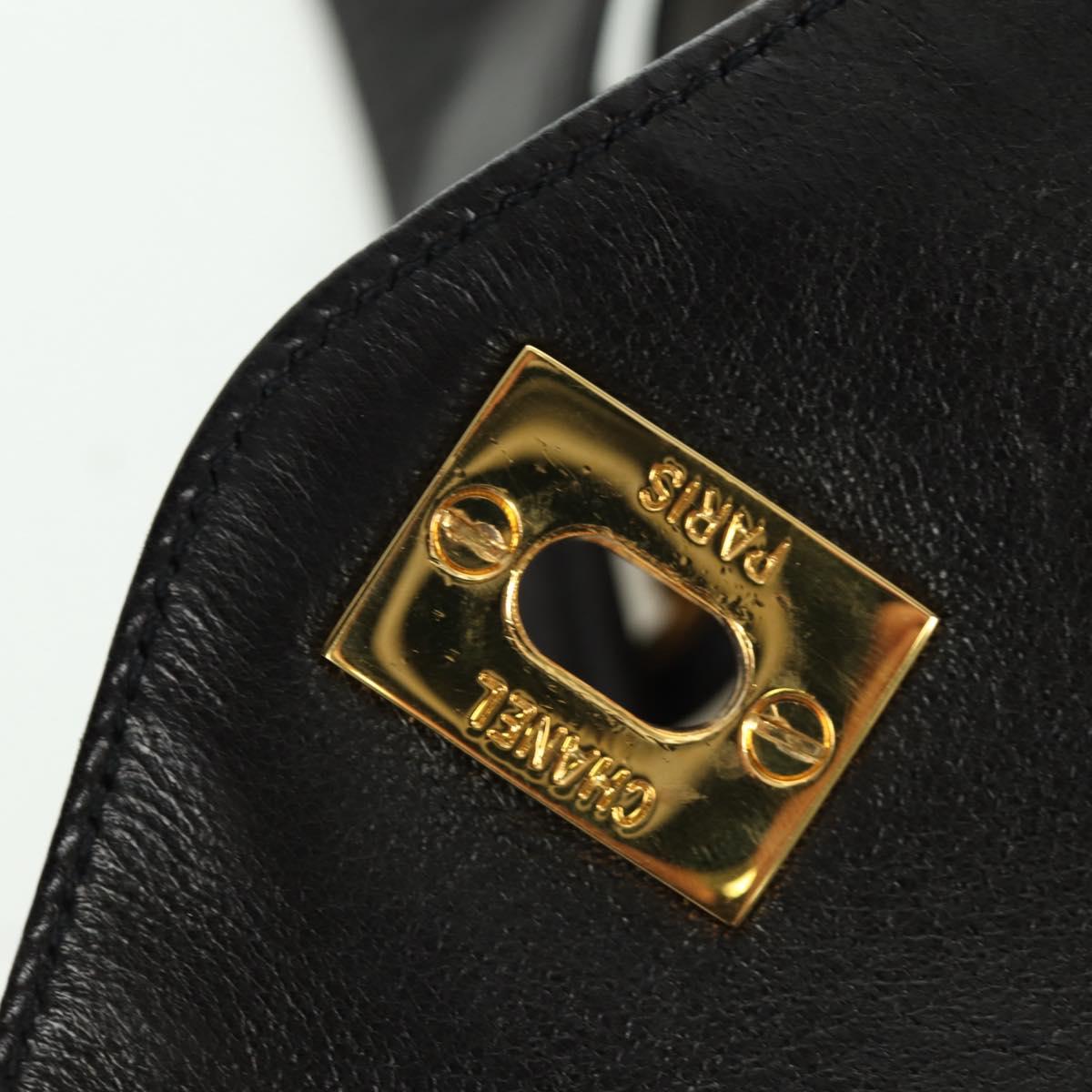 CHANEL Chain Tote Bag Lamb Skin Gold Brown CC Auth ARZ709SAV