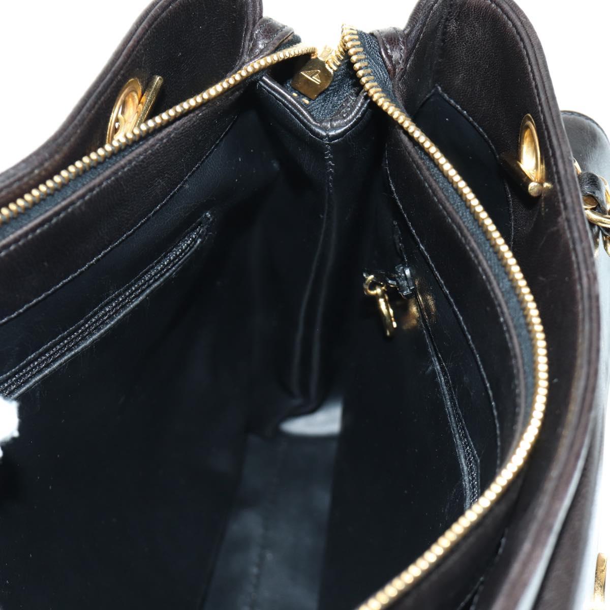 CHANEL Chain Tote Bag Lamb Skin Gold Brown CC Auth ARZ709SAV