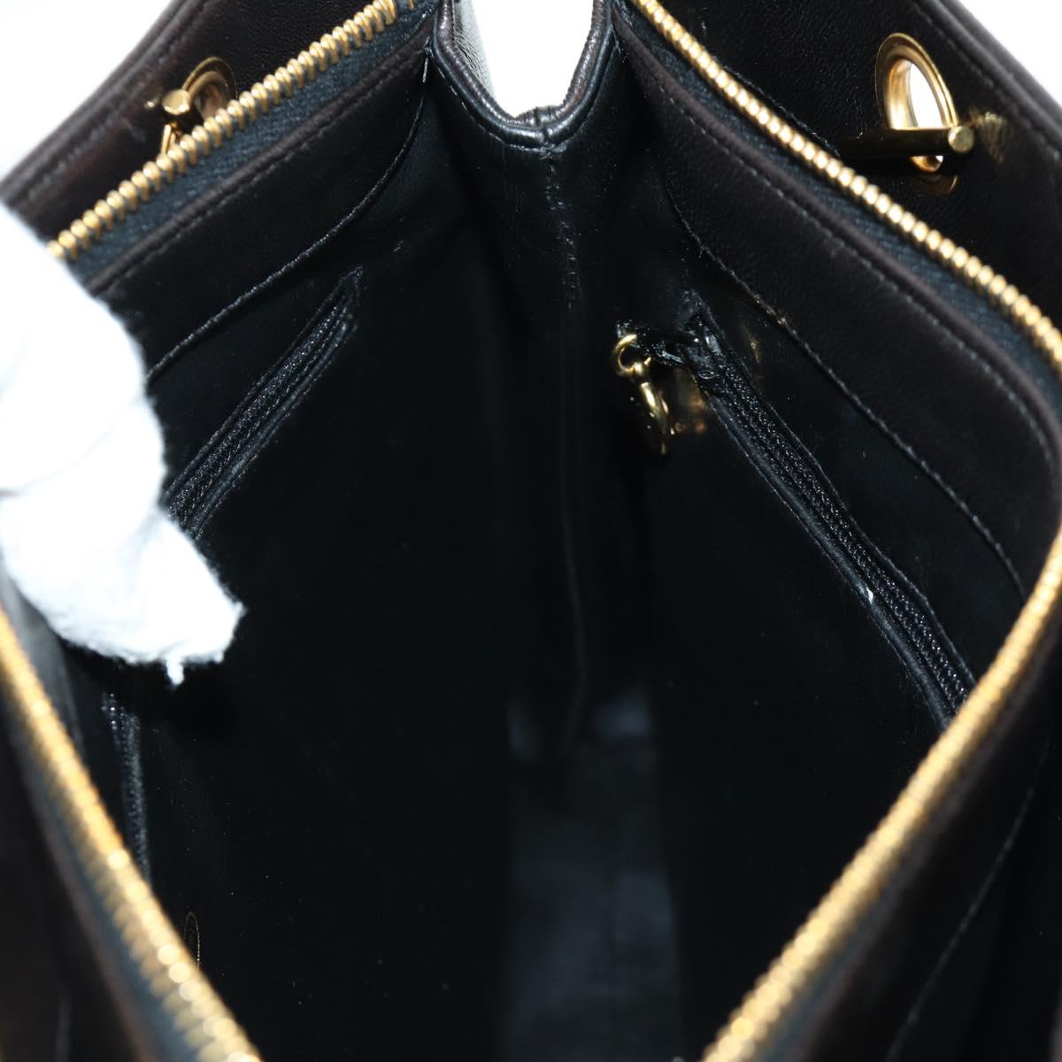 CHANEL Chain Tote Bag Lamb Skin Gold Brown CC Auth ARZ709SAV