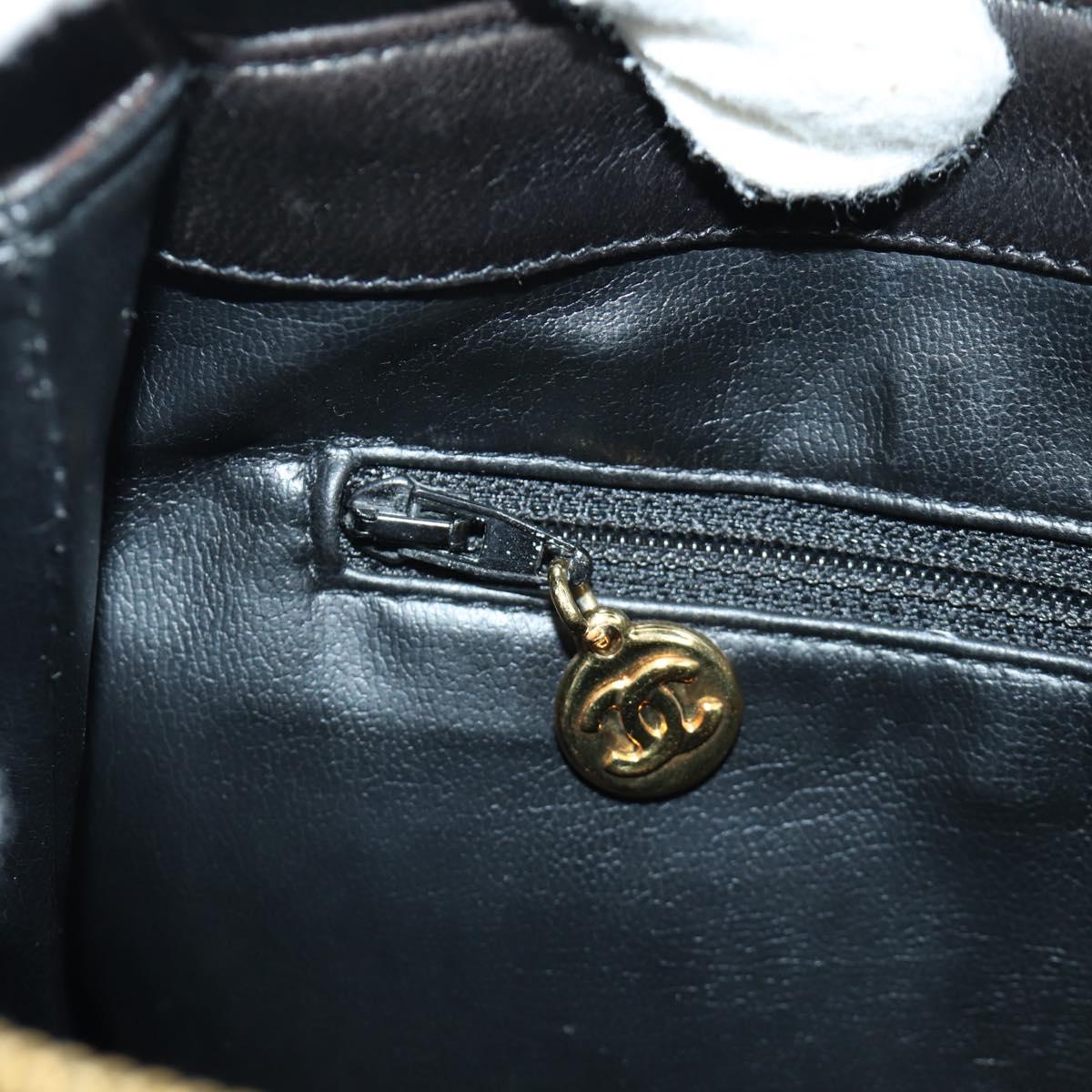 CHANEL Chain Tote Bag Lamb Skin Gold Brown CC Auth ARZ709SAV