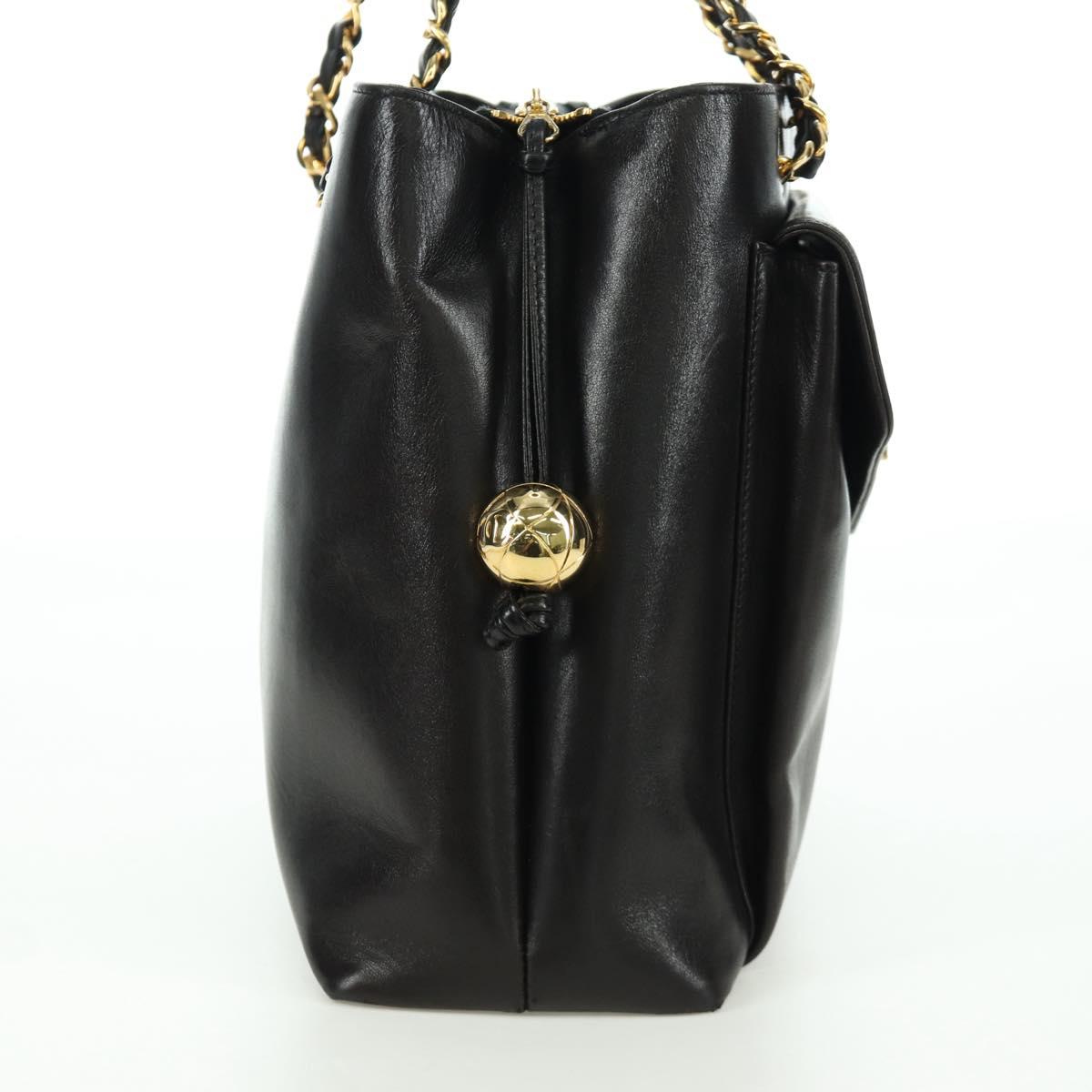 CHANEL Chain Tote Bag Lamb Skin Gold Brown CC Auth ARZ709SAV