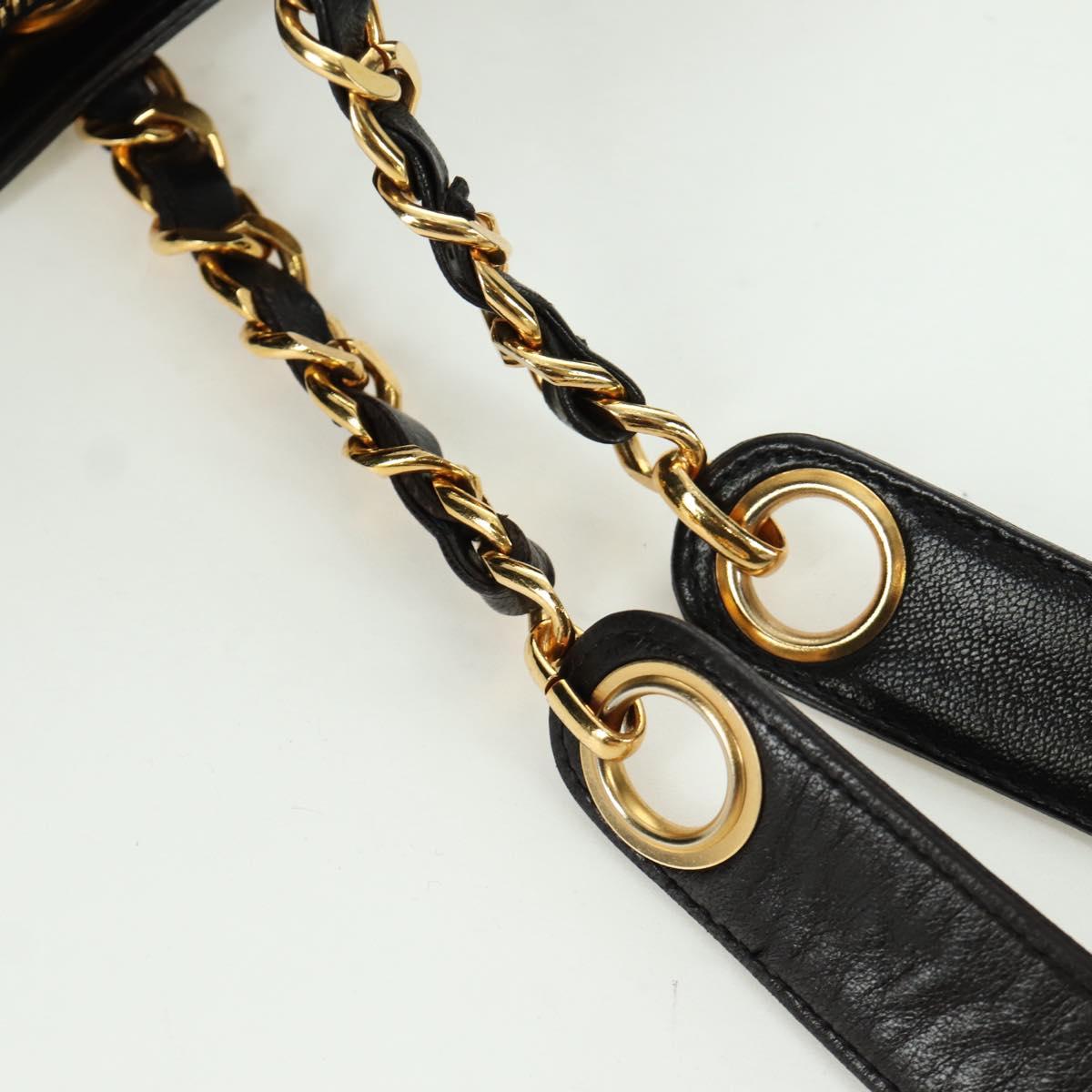 CHANEL Chain Tote Bag Lamb Skin Gold Brown CC Auth ARZ709SAV