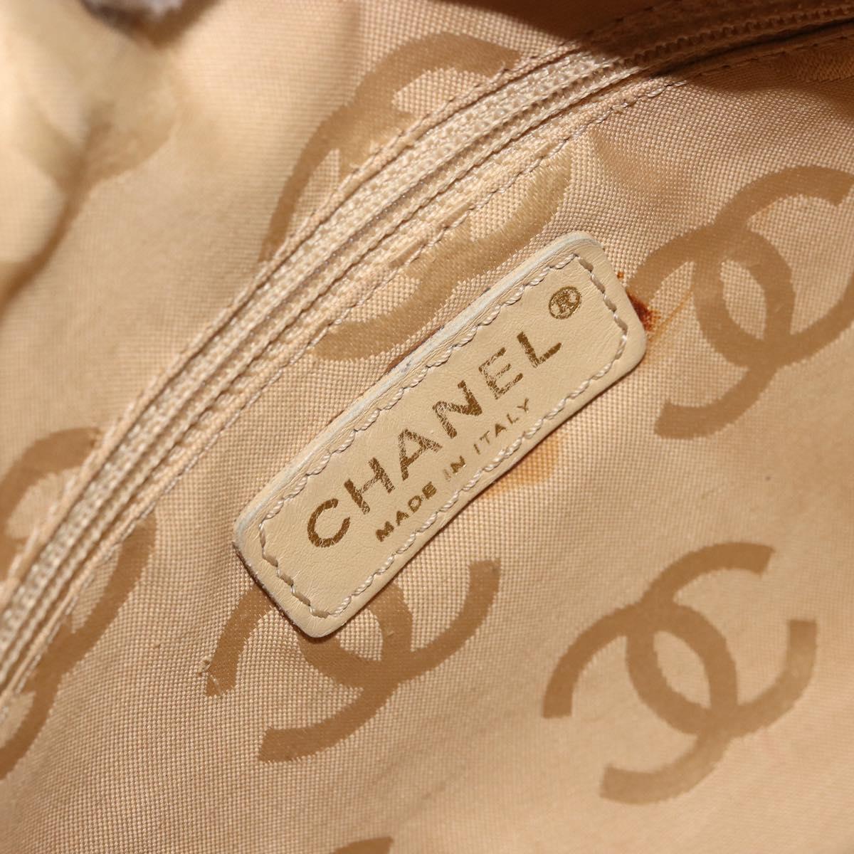 CHANEL Hand Bag Caviar Skin Beige Gold CC Auth ARZ712A