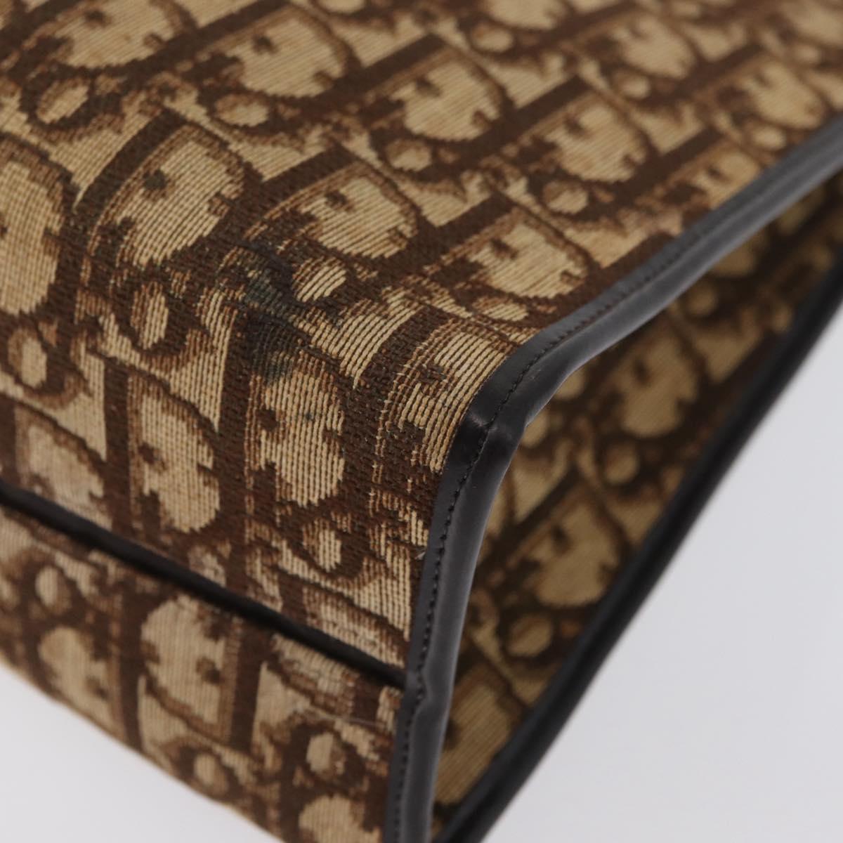 Christian Dior Trotter Canvas Tote Bag Beige Gold Auth BSZ704A