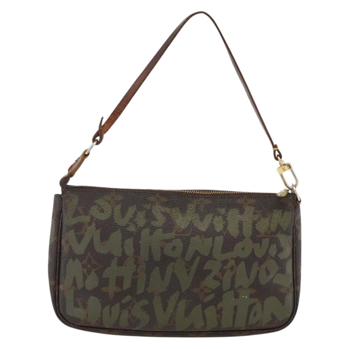 LOUIS VUITTON Monogram graffiti Pochette Pouch Khaki M92191 LV Auth BSZ705A