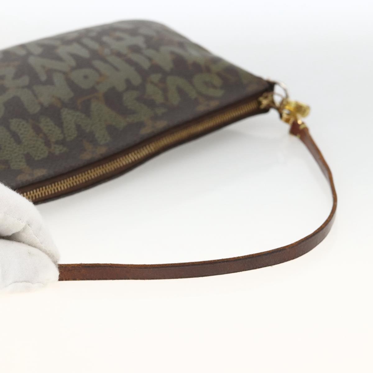 LOUIS VUITTON Monogram graffiti Pochette Pouch Khaki M92191 LV Auth BSZ705A