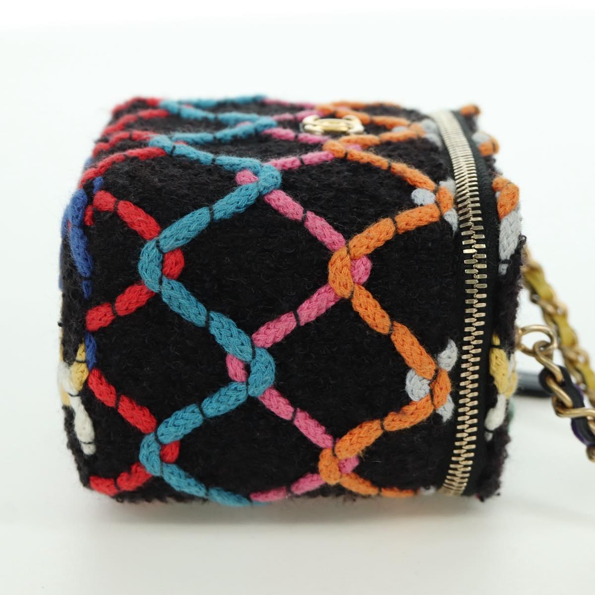 CHANEL Matelasse Chain Vanity Bag Tweed Multicolor Gold CC Auth BSZ708SM